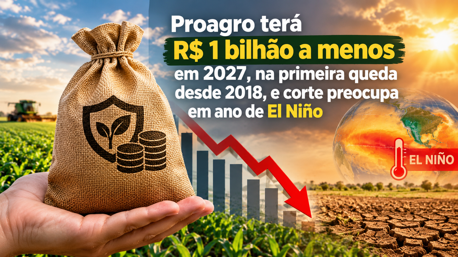Proagro terá R$ 1 bilhão a menos em 2027, na primeira queda desde 2018, e corte preocupa em ano de El Niño
