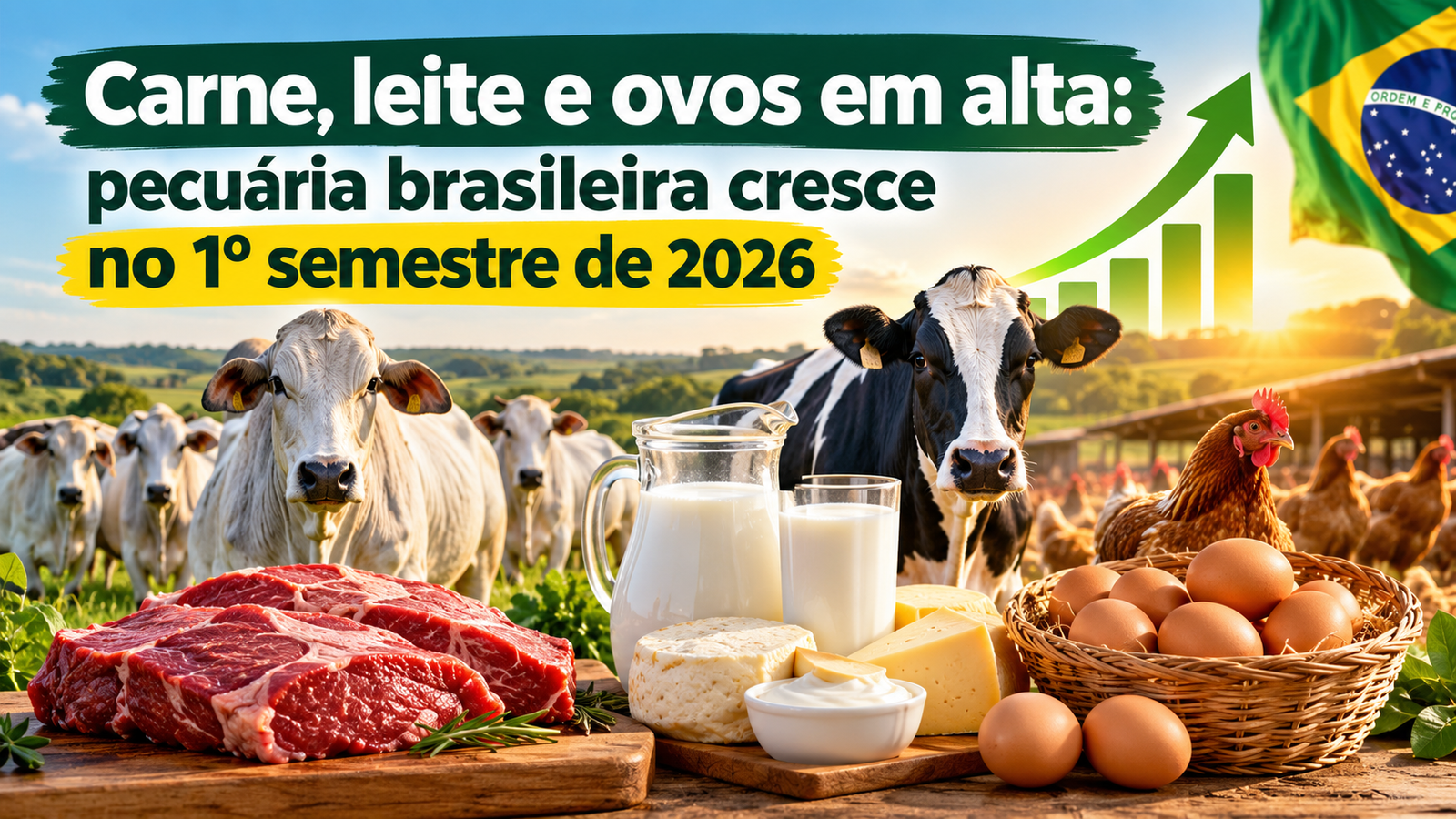 Carne, leite e ovos em alta: pecuária brasileira cresce no 1º semestre de 2026