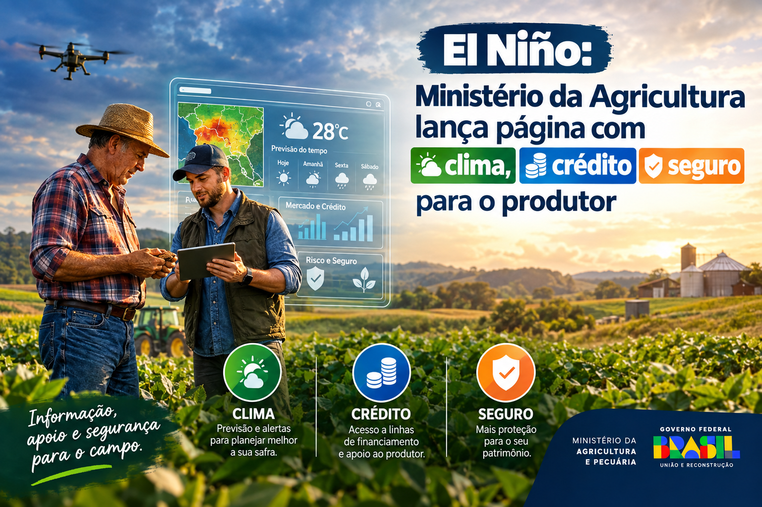 El Niño: Ministério da Agricultura lança página com clima, crédito e seguro para o produtor